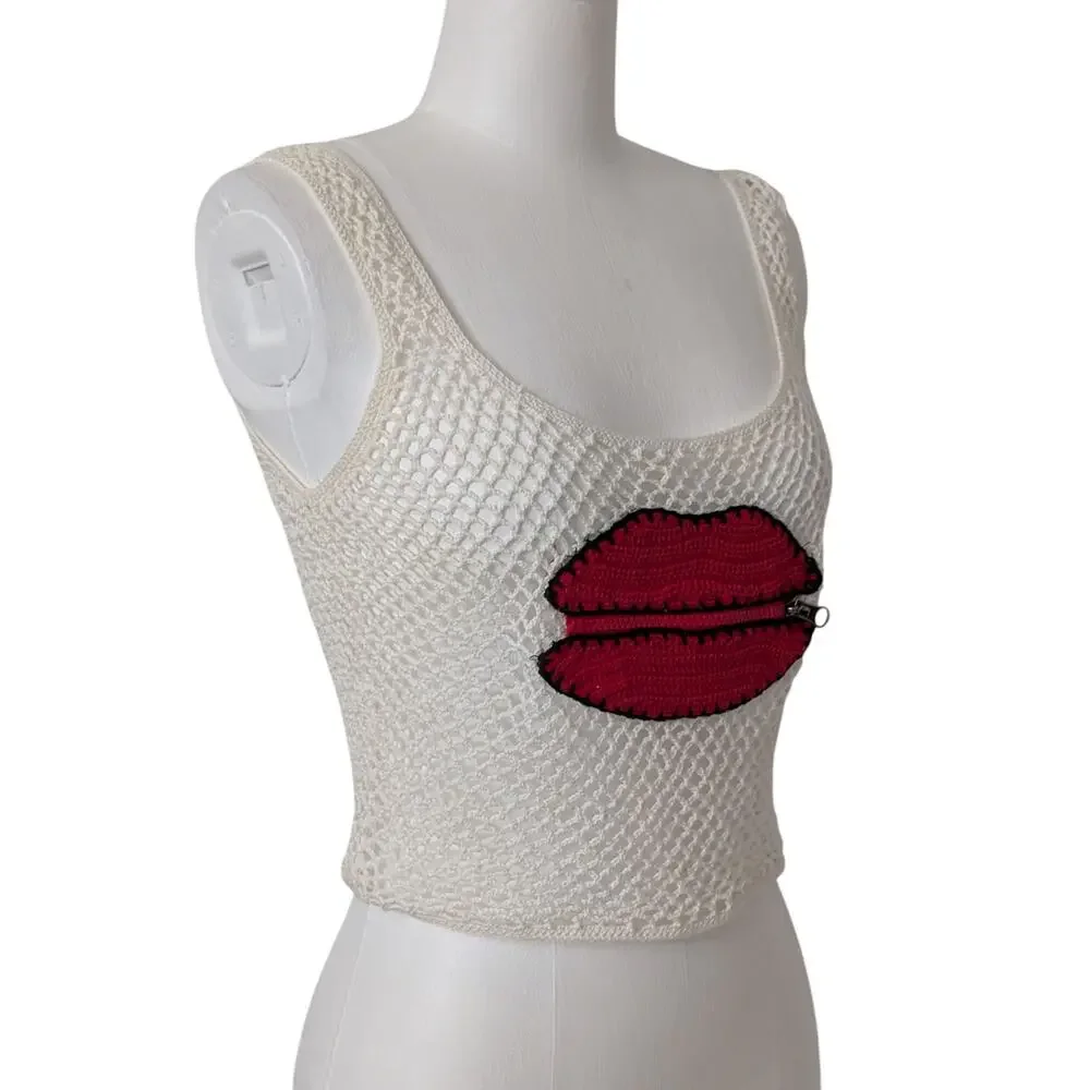 Anna Kosturova Crochet Zipper Lips Pocket Tank Top - Picture 2 of 14